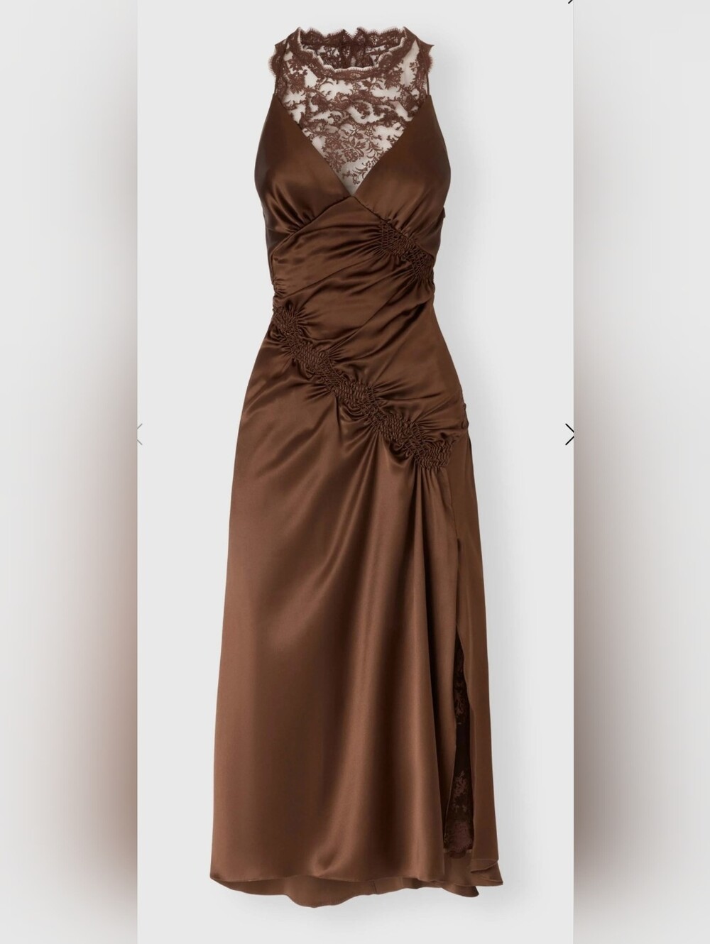 Ermanno Scervino FIRE! NWT! Hand-Draped Silk Satin Midi Dress w/Lace Details. 38
